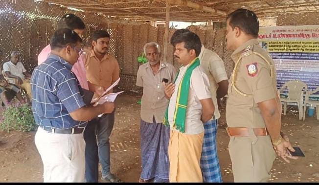 Farmer Vijayakumar on hunger strike demanding closure of illegal quarry - Officials talk