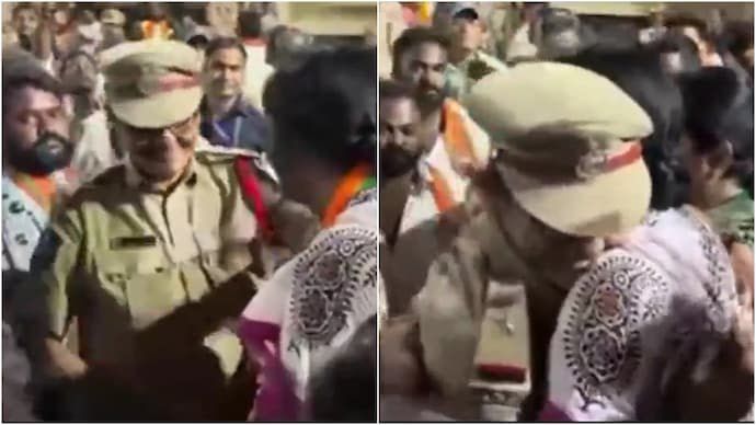 BJP Female Sub Inspector who hugged and congratulated the candidate; Immediately suspended